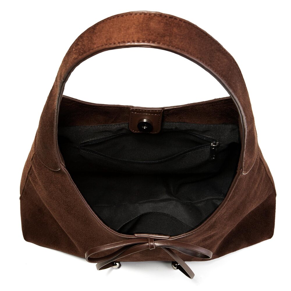 4681 Bow Tie Suede Hobo Bags Large Shoulder Bag Handbags Chic Purse Satchel - Picture 5 of 7